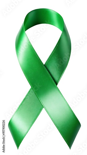 Green gradient cancer ribbon symbol on a white background