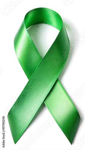 Green gradient cancer ribbon symbol on a white background