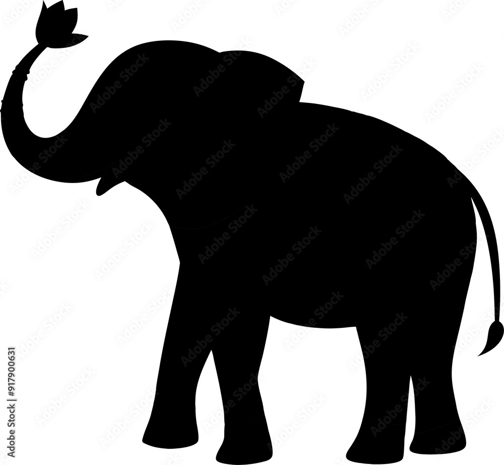 Obraz premium Black silhouette of an elephant. Vector graphics.