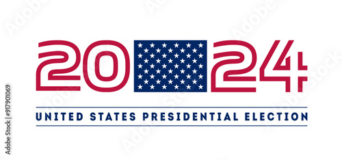 Vector Illustration for the design of the US presidential election 2024. Layout template suitable for printing, social media, marketing, web etc.