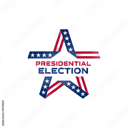 Bold American Design Captures the Spirit of Voting. Perfect for Campaign Materials, News Graphics, and Patriotic Displays. Star-Spangled Emblem Presidential Election Campaign.