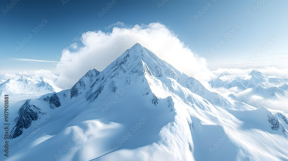 A mountain covered in snow and clouds A mountain covered in snow and clouds
