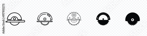 circular saw blades icon, circular saw blade vector line icon, Saw blade icon shape silhouette. Steel cut off machine icon
