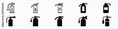 fire extinguisher icon, Fire extinguisher flat icon black sign, Fire extinguisher line icon. Extinguisher outline vector icon.
