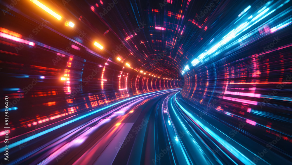 A vibrant tunnel of light showcasing dynamic energy and movement, perfect for themes of technology and motion. A vibrant tunnel of light showcasing dynamic energy and movement, perfect for themes of technology and motion.