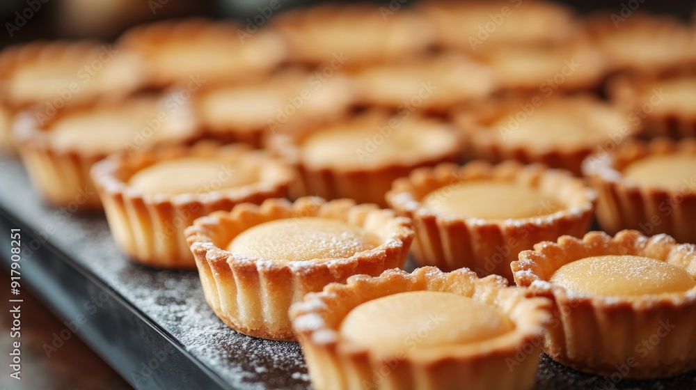 Freshly Baked Mini Lemon Tarts Close-Up Freshly Baked Mini Lemon Tarts Close-Up