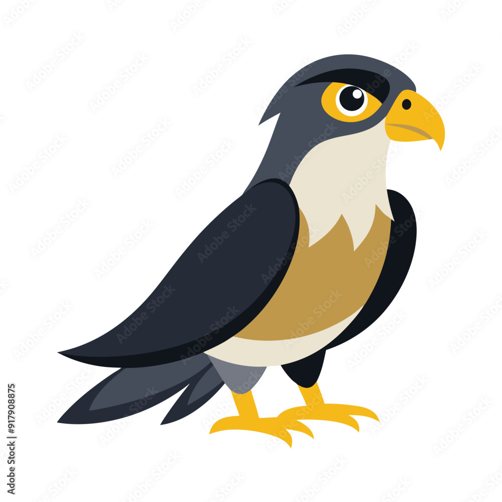 Obraz premium Illustration of Peregrine falcon cartoon on white