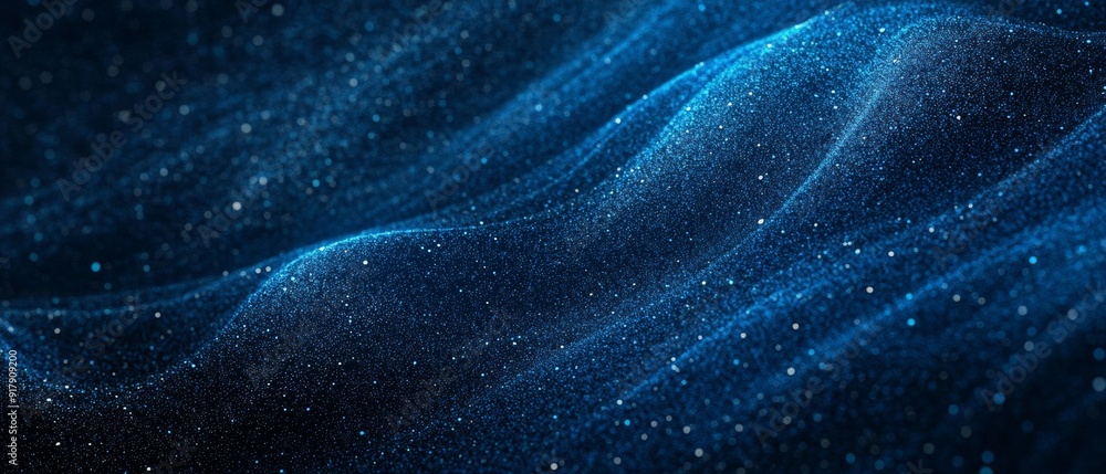 Obraz premium Glowing Blue on Black. Dark Grainy Texture Banner with Copy Space