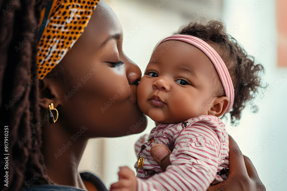 African woman is kissing her baby girl. African woman is kissing her baby girl.