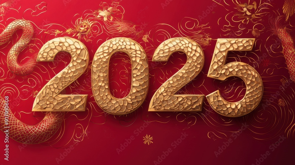 2025 Chinese New Year, year of the Snake. Chinese zodiac, red background 2025 Chinese New Year, year of the Snake. Chinese zodiac, red background