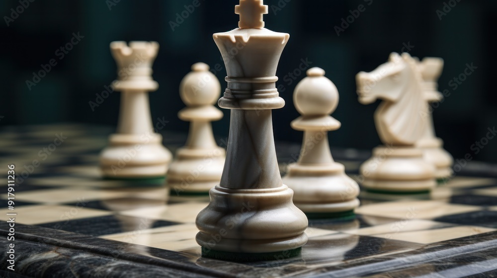 Fototapeta premium Chess board carved from marble