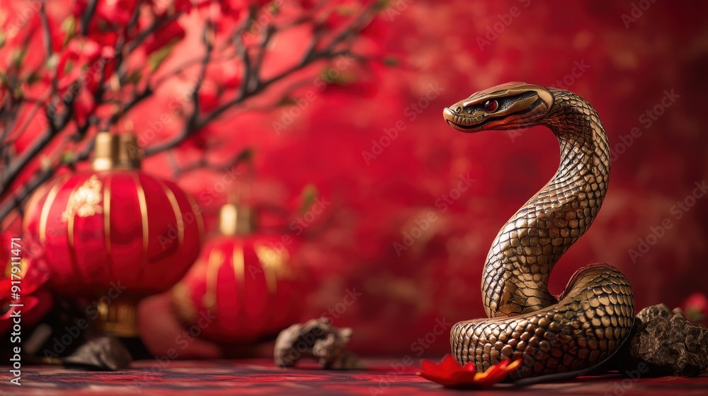 Obraz premium Golden snake, chinese new year