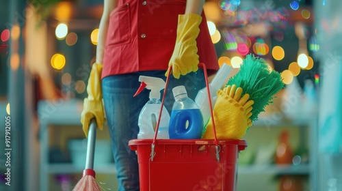 The Janitor with Cleaning Bucket photo