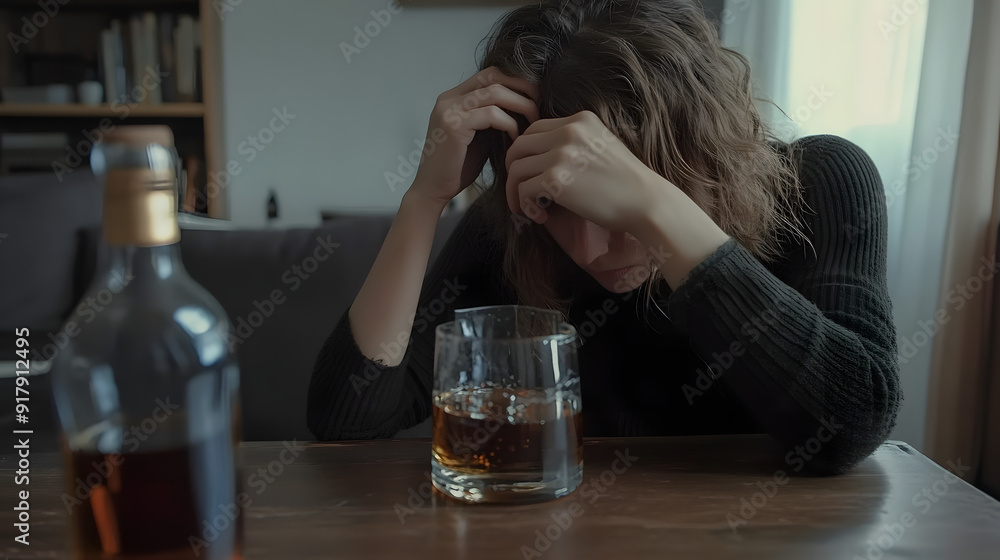 alcoholism, alcohol addiction . drunk woman or female alcoholic drinking whiskey at home. Loneliness and stress. Female alcoholism alcoholism, alcohol addiction . drunk woman or female alcoholic drinking whiskey at home. Loneliness and stress. Female alcoholism
