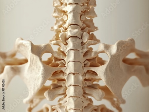 Detailed Illustration of Human Vertebrae and Spinal Column Anatomy photo