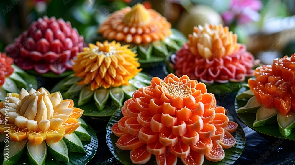 Vibrant and Intricate Thai Fruit Cultural Craft from Thailand Vibrant and Intricate Thai Fruit Cultural Craft from Thailand