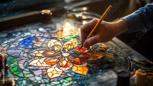 Stained Glass Artist at Work