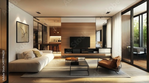 Wallpaper Mural Modern Living Room Interior with Elegant Furniture Design Torontodigital.ca