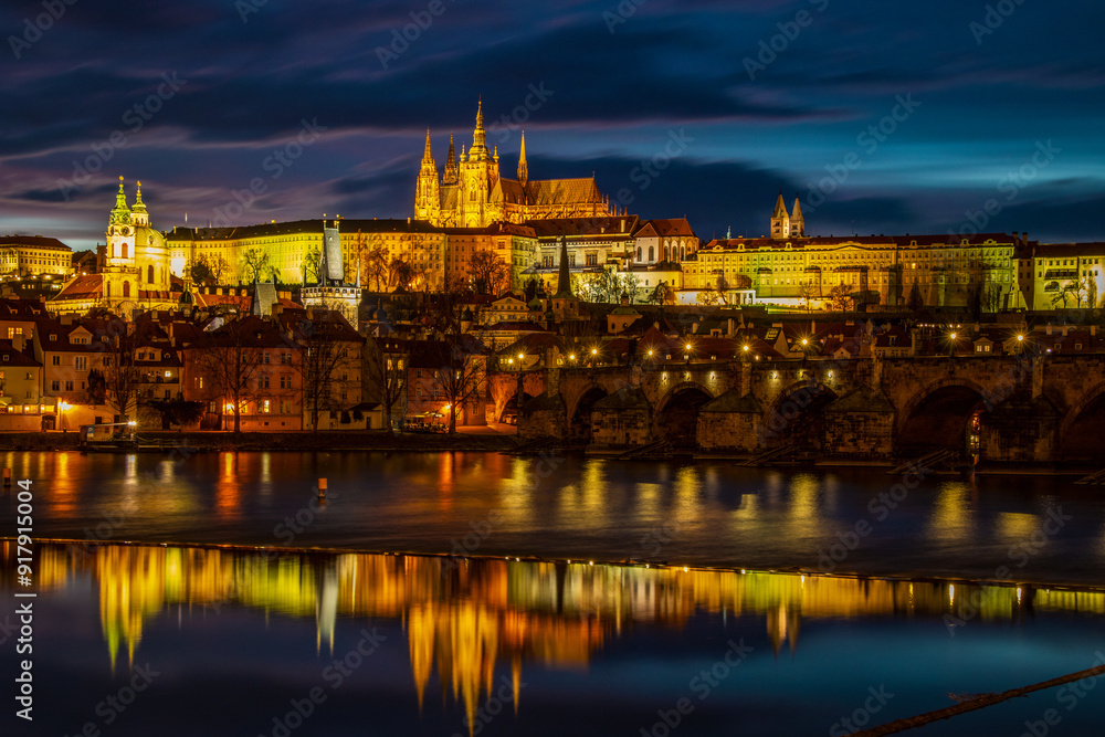 Evening view of the famous Prague panoramas, Evening view of the famous Prague panoramas,