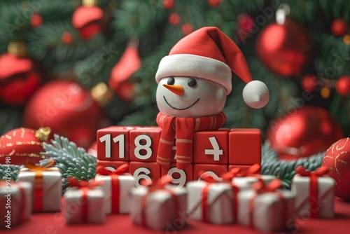 Christmas calendar, Christmas theme elements 3d illustration, Generative AI 