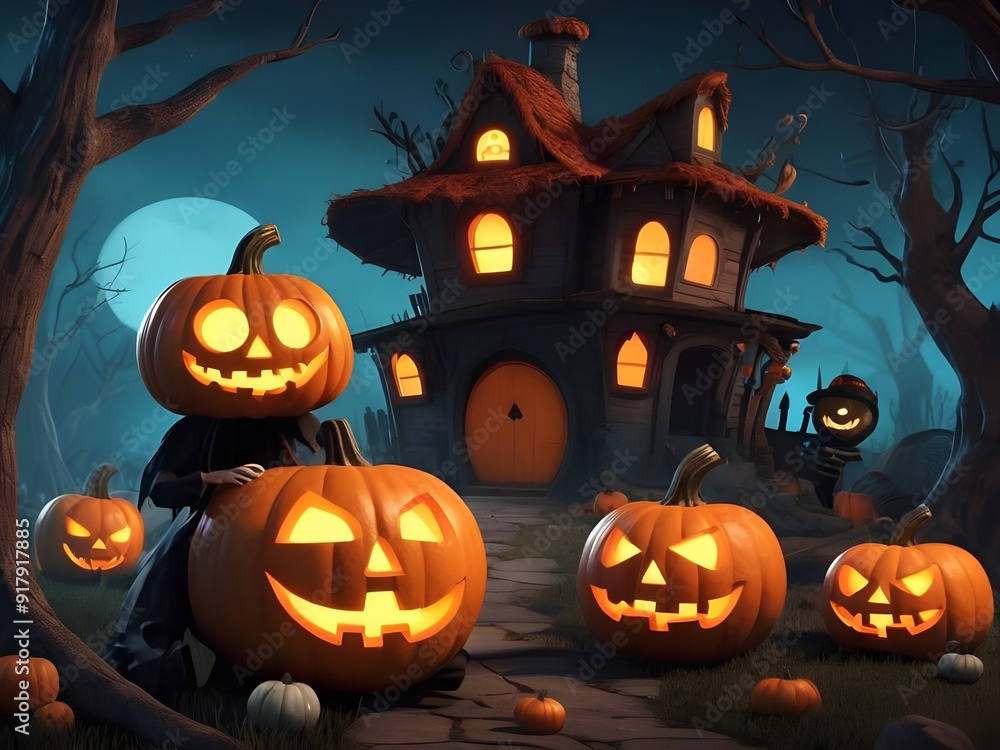 vibrant 3d animation with adorable halloween creatures vibrant 3d animation with adorable halloween creatures