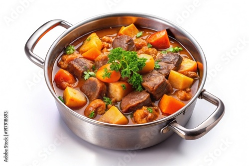 A large pot of stew with meat and vegetables photo