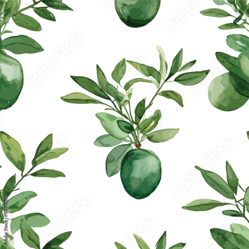 Olive Watercolor illustration. Hand drawn underwater element design. Artistic vector marine design element. Illustration for greeting cards, printing and other design projects.
