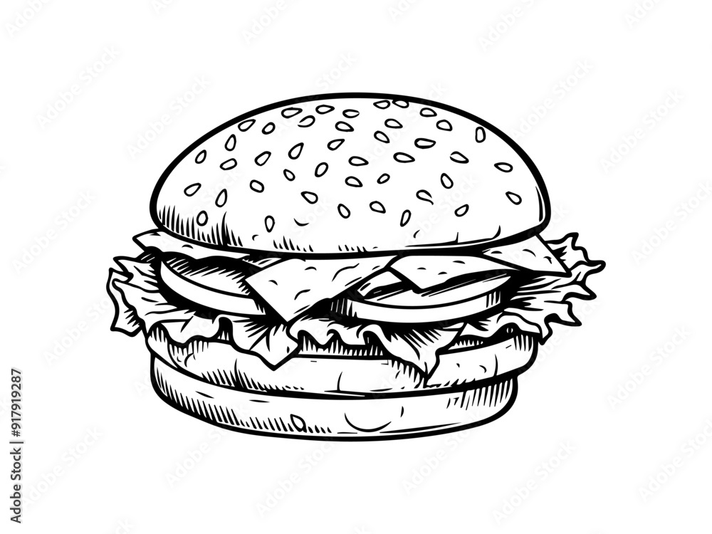 illustration of a hamburger, vector silhouette illustration of a hamburger, vector silhouette