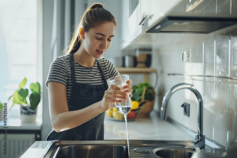 Close-up of thirsty man getting a glass of water from the sink in the kitchen. Beautiful simple AI generated image in 4K, unique. Close-up of thirsty man getting a glass of water from the sink in the kitchen. Beautiful simple AI generated image in 4K, unique.