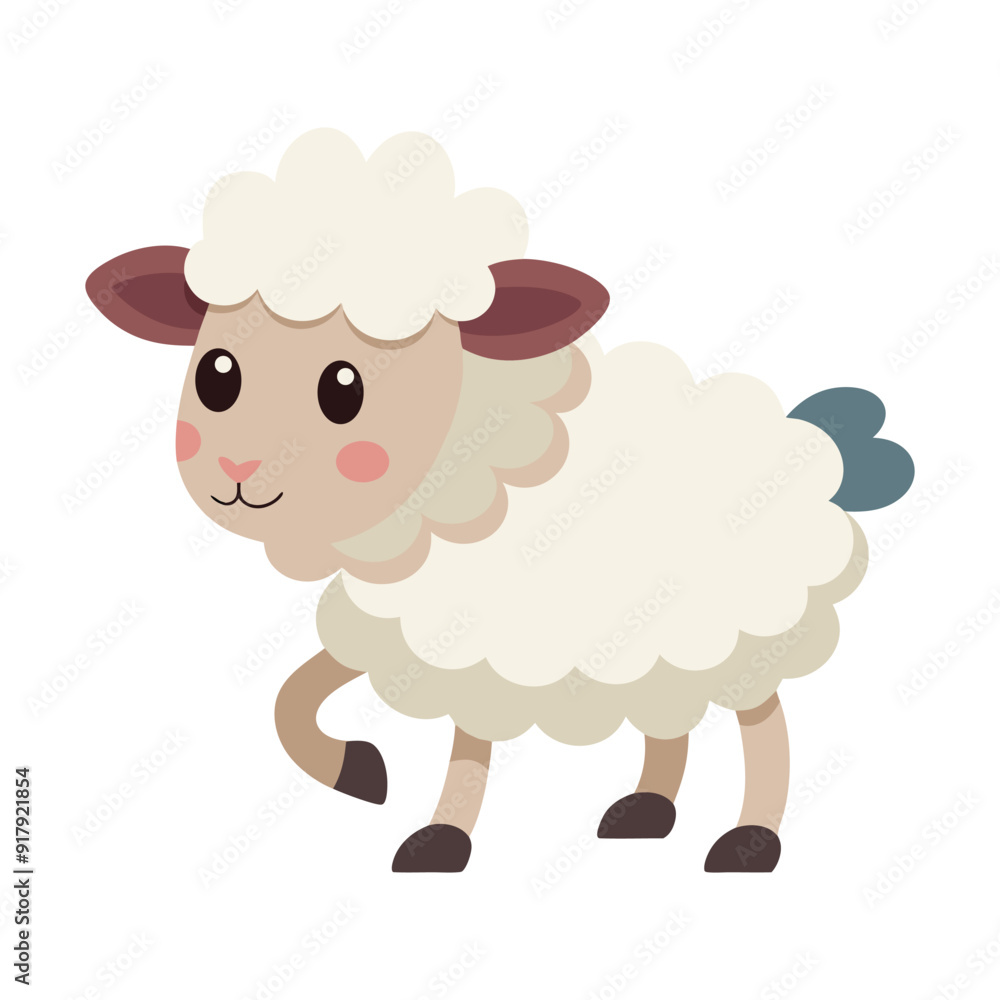 Illustration of cute sheep walking Illustration of cute sheep walking