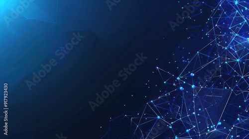 Abstract Blue Network with Glowing Points