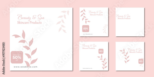 Minimalist product Beauty center skin care social media post banner design Square banner collection Makeup Salon Square Flyer Template Design