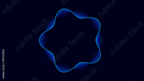 Abstract Blue DNA Molecule Helixes Circle Frame. Gene Editing Genetic Engineering Concept. Geometric Science Medical Tech Background. Vector Illustration.