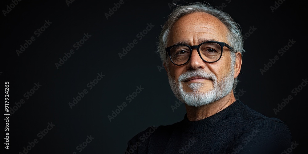 An older gentleman exudes calm confidence, showcasing his wisdom in a soft-lit environment An older gentleman exudes calm confidence, showcasing his wisdom in a soft-lit environment