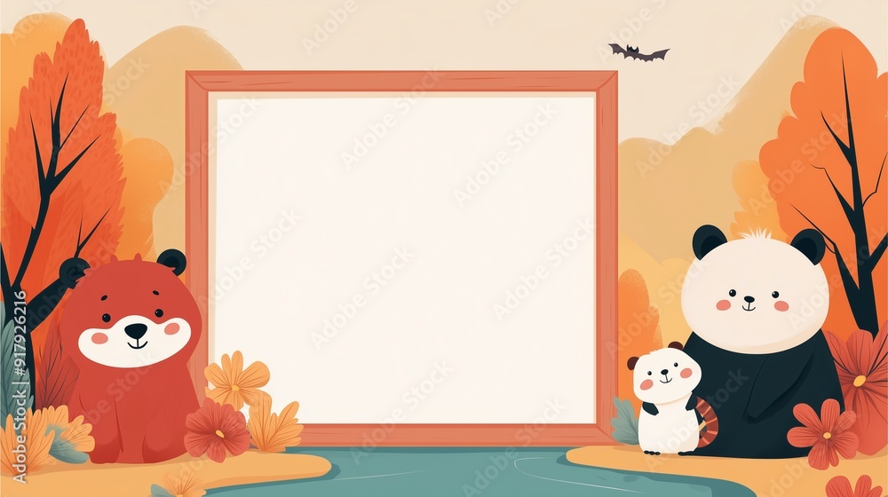 Adorable baby zoo animals standing by an empty fame with Halloween vibes.
Adorable baby zoo animals standing by an empty fame with Halloween vibes.