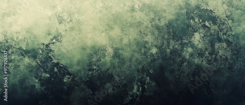 Grunge Gradient. Beige, Green, and Black Grainy Texture Banner Design