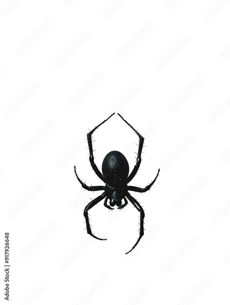 © john - A black spider is hanging from string © john - A black spider is hanging from string