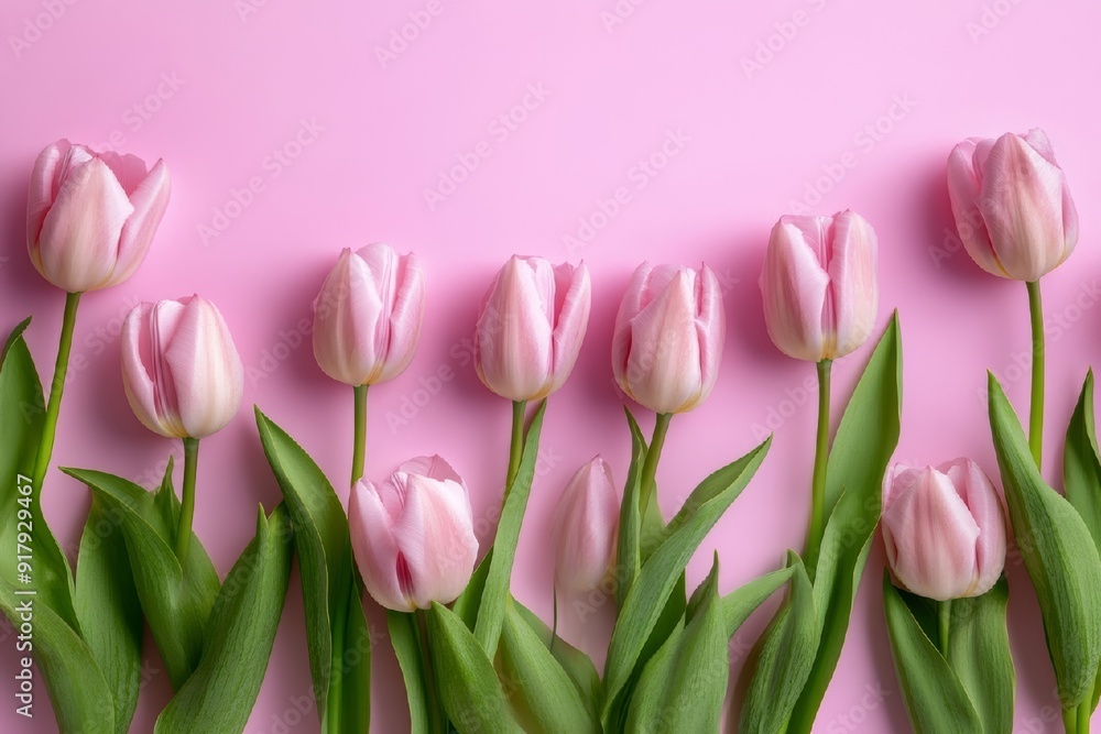 Pink Tulips on a Soft Pink Background Pink Tulips on a Soft Pink Background