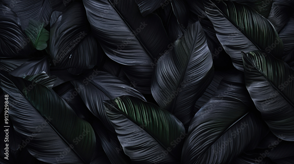 Texture of tropical leaves in dark shades Texture of tropical leaves in dark shades