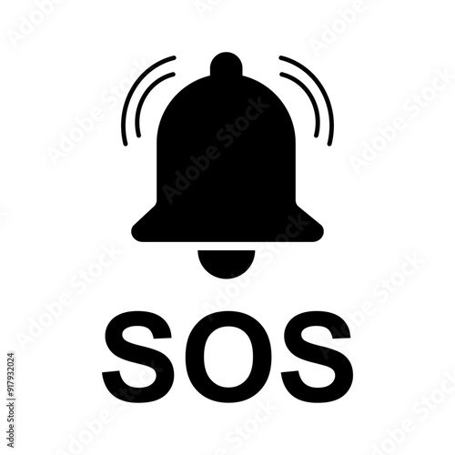 SOS help icon, safety support alert flat design, save vector illustration