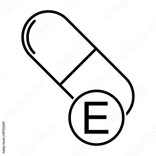 Vitamin E icon, healthy medicine pill supplement symbol, complex mineral vector illustration