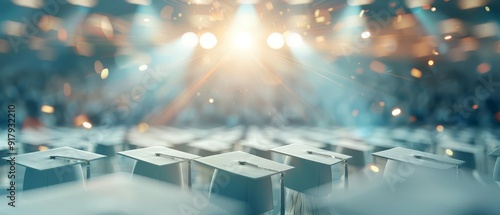 Certificate of excellence, recipient in academic hat, official presentation, institutional setting, spotlight on stage, close-up shot, high definition, prestigious award