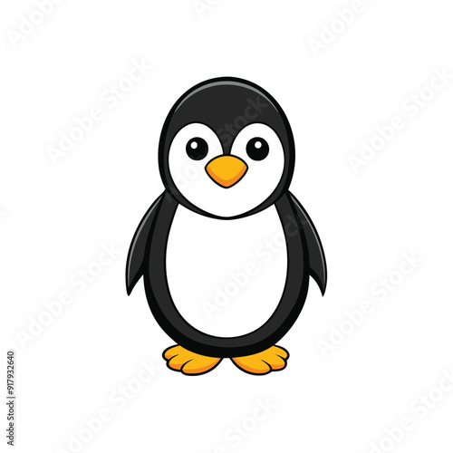 Cute penguin cartoon icon vector illustration on a white background.