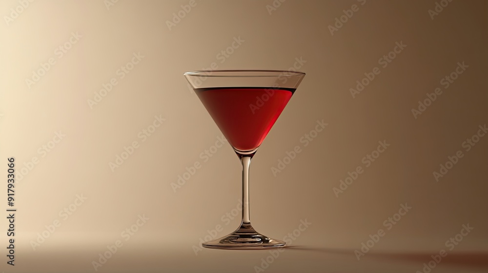 Single glass of red wine on a beige background. Single glass of red wine on a beige background.