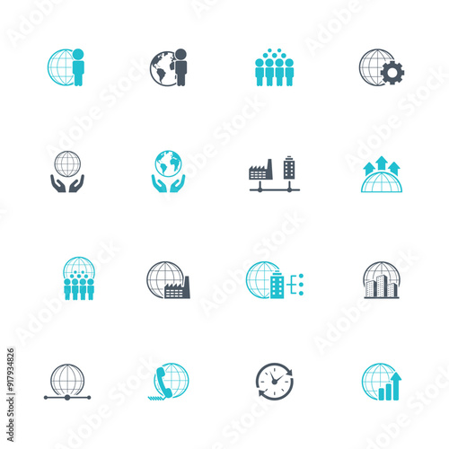 Universal business management and human resources icon set. Universal icons for web and mobile. Vector.	