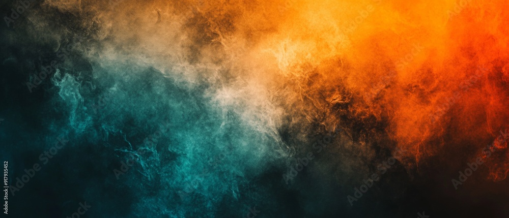 Fototapeta premium Teal and Orange Gradient. Grainy Texture Poster and Banner Design