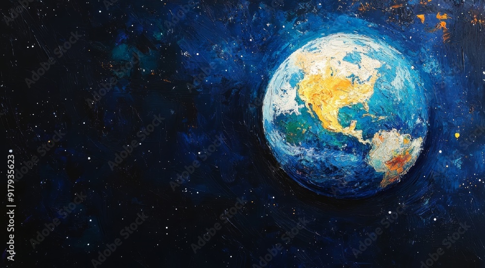 Obraz premium Earth from Space - Oil Painting
