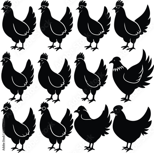 chicken silhouette vector illustration
