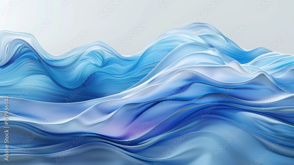 Fototapeta premium horizontal modern colorful abstract wave background with light gray, strong blue and sky blue colors