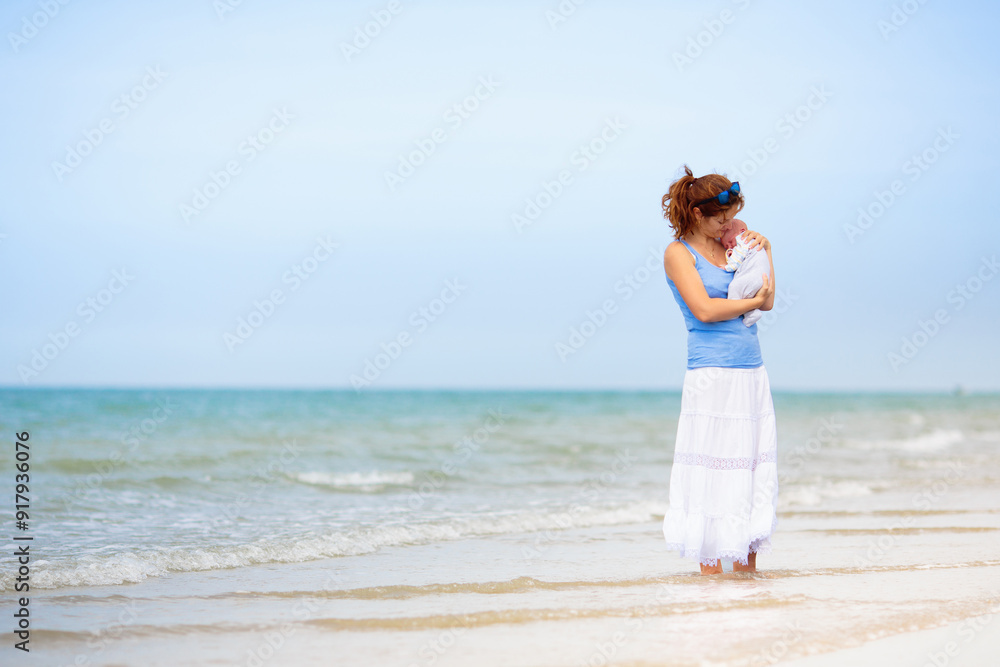 Mother and child on beach. Vacation with baby. Mother and child on beach. Vacation with baby.